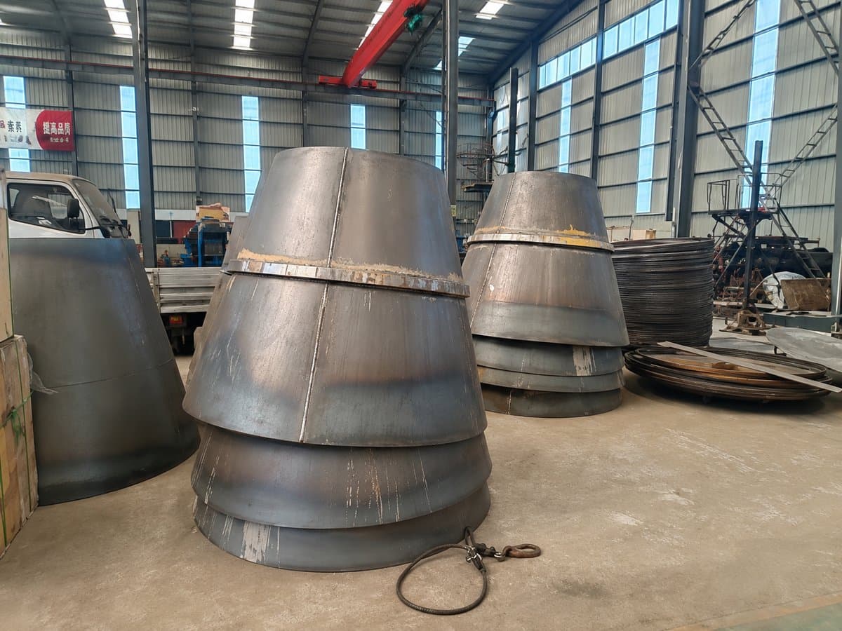 Steel cones and heavy fabrication work in the Kingpin Engineering workshop