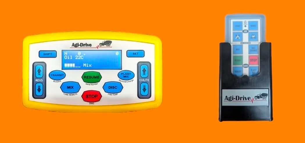 Agi-Drive concrete agitator control panel and wireless remote control.
